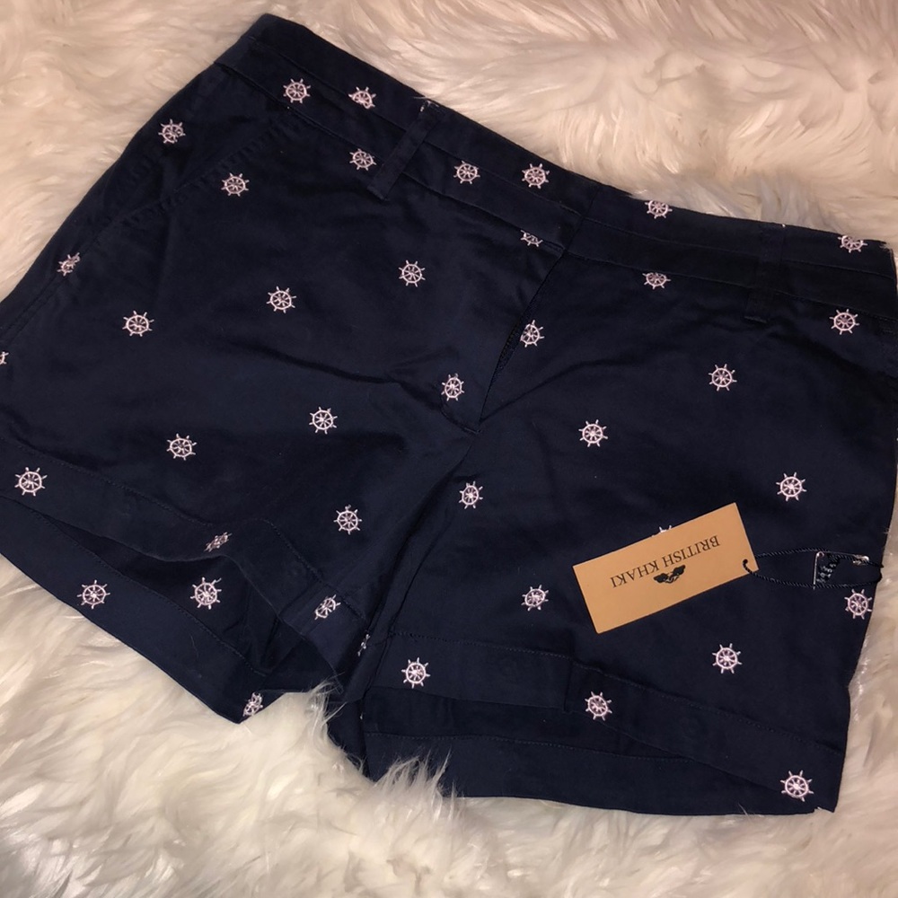 NWT British Khaki navy blue nautical shorts